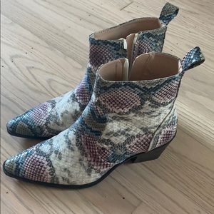 Zara multi colored snakeskin print cowboy booties